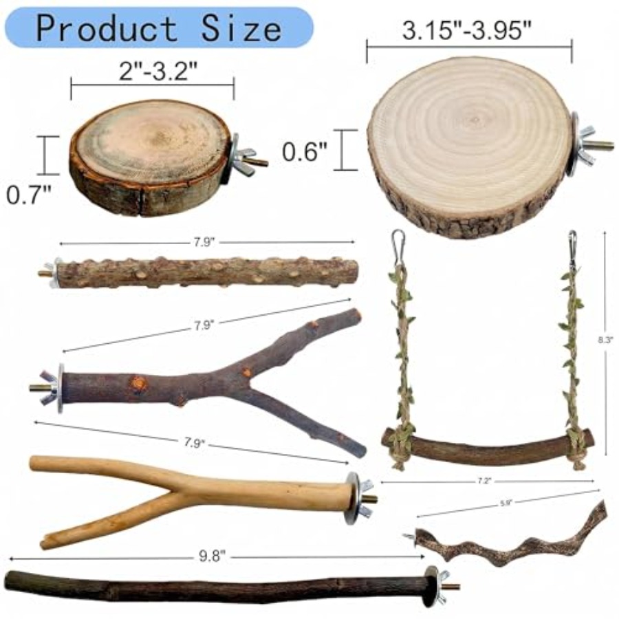 8PCS natural wood bird perches - Health & Wellness Therapy Center ulasan dan harga