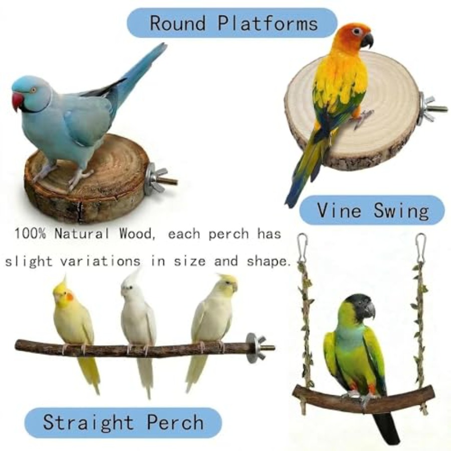 8PCS natural wood bird perches - Health & Wellness Therapy Center ulasan dan harga